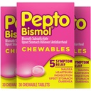 Pepto Bismol Chewable Tablet untuk Nausea, Heartburn, Intervention, Upset Stomach, and Diare Relief, Original Flavor, 90 Total (3 Paket 30)