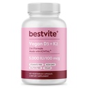 BESTVITE Vegan Vitamin D3 5000 IU + Vitamin K2 100 mcg sebagai MK-7 (120 Vegetarian Capsules) - Tidak ada Steates - Vegan - Non GMO - Gluten Bebas