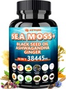 Sea Moss 350mg Black Seed Oil 200mg Ashwagandha 100mg Turmeric 100mg Bladderwrack 100mg Burdock 100mg, All-1 Sea Moss Capsules-60 Count