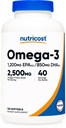 Minyak Ikan Omega 3 - 2500MG, 120 Softgels (40 Serv) - Fish Oil, Wild Caught! 1200 mg EPA 850mg DHA - Non-GMO, Gluten Free