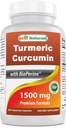 Terbaik Turmeric Curcumin 1500mg / Serving dengan Bioperine - 180 Vevgie Capsules
