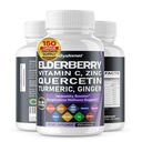Elderberry Quercetin Bilberry Turmeric Tart Cherry Ginger Vitamin C D3 Zinc Black Pepper -150 Capsules- Dibuat di USA