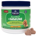 Origin Labs Allergy and Imune Supplemen Dukungan, Omega 3 Fish Oil, Bee Pollen, Colostrum, Progories, Pregories for Gut Health, Skin and Coat Health, Antioksidants, Turkey Flavor, 90 Soft Chews