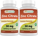 Suplemen Zinc 30mg terbaik (sebagai Citrat Zinc) - zinc Vitamin untuk Dukungan Orang Dewasa - 120 Tablet (120 Cacah (Paket 2))