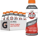 Gatorade Zero With Protein, 10g Whey Protein Isolate, Zero Sugar, Electrolite, Fruit Punch, 16,9 Fl Oz, 12 Pack