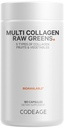 Codeage Multi Collagen Protein + Organic Raw Greens Superfood Capsules Suplemen, 21 Fruits & Vegies, Grass- Fed Hydrolyzed Collagen Peptides, 5 Types All- inone, 180 Count