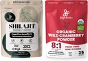 Powder Jungle Ultimate Vitalitas Bundle: 5oz Shilajit Powder & 5os Organic Wild Cranberry Pounder - Energy, Imune Dukungan, Superfood Extracts untuk Baking, Smoothies, USDA Cerfied