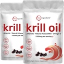 2 Pack Antartika Krill Suplemen, 1000mg Per Serving, 120 Soft- Gels Masing-masing, Rich di Omega- 3, EPA, DHA & Astaxanthin, Mendukung Kesehatan Otak, Premium Krimium Krill Oil Capsules Softgeels