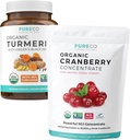 Sumbu Turmeric & Cranberry (3- Month Suply) Berry Turmeric Blend Bundle of Organic Turmeric Curcumin with Black Pepper & Ginger (120 Caps) & Organic Cranberry Comcender Extract (100 Scoop)
