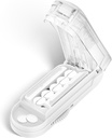DUBSTAR Pill Cutter Splitter untuk Pil Kecil dan Kecil, Multi Cutters untuk Pil Kecil atau Besar, Adjustable Pill Splitter dengan Perangkat Cearing dan Blade Guard untuk Multi Tablets (Clear White)