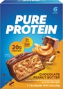 Murni Protein Bars, Protein Tinggi, Makanan Nutrisi untuk Mendukung Energi, Gula Rendah, Gluten Bebas, Chocolate Peanut Butter, 1.76 Oz (Paket 6)