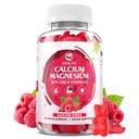 Kalsium Magnesium Zinc Gummies dengan Vitamin D3, Gumi Kalsium Bebas Gula untuk Pria Perempuan, Raspberry Flavor - 60 Count