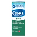 Colace 2- In-1 Spool Softtener Plus Stimulant Laxative for Gentle Effective Constipation Relief, Docucate Sodium Plus Sennoides, 60 Count