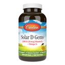 Carlson - Solar D Gems, Vitamin D3 dan Omega-3 Suplemen, 2000 IU (50 mcg) Vitamin D3, 115 mg Omega- 3s EPA dan DHA Suplemen, Wild Caught, Desurinably Softgels, Lemon, 360 Softgels