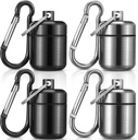 Hicarer 4 Pack Ear Plug Carrying Case Portable Pill Case Waterproof Metal Small Pill Carrier for Earplugs and Jewelry Holder (Black, Gray)