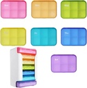 7 Piece Set Pill Organizer 6 Kali sehari, Weekly Pill Case, Pill Organizer dengan Label, Travel Pill Dispenser 7 Day dengan 42 Kopharment for Medication / Vitamin / Fish Oil / Suplemen - Rainbow Colors