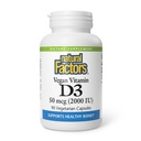 Faktor Alam Vegan Vitamin D3 2000 IU - Mendukung Bone & Imune Health - Plant - berbasis Cholecalferol - Vegetarian Capsules - 90 Capsules (90 Pelayan)