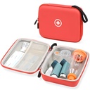 Kasus Perjalanan Keras Fukumi untuk Astma Inhaler, Kasus Inhaler Spacer untuk Anak-anak dan Dewasa, Masks, Kasus Aksesoris Astma dengan Pocket Mesh untuk Kedokteran dan Aksesoris Lain, Merah (Hanya Case)