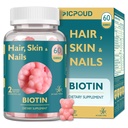 Skin and Nails Biotin Gummies, Support Healthy Hair, Skin & Nails, Vegan Vitamin for Women & Men, Supports Hair Growth and Stronger Nails, Healthy Skin, 30 Day Suppply