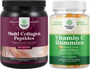 Bundle of Multi Collagen Protein Powder for Women and Men - Hair Skin and Nails Vitamin and Chewable Vitamin C Gummies for Adulane Immune Booster for Adulants and Natural Cold Remedy