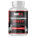 BuffK-9 True Champ 2.0 Pembangunan Suplemen untuk Dogs, Canine Dukung Capsules dengan Vitamin B6 B12 Ashwagandha Faunded for Muscle, Bone and Joint Sules, 30 Veg Capsules