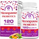 Suplemen Menopause bagi Perempuan, 120 Milyar CFU Menopause Probiletic for Women, All- Natural Probiotic for Hot Flashes Menopause, Night Sweats, Mood Swings, Gut and Hormones - 60 Herbal Capsules