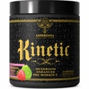 Ambrosia Organic Mushroom Pre Workout Powder dengan Creatine 3g = 124; Singa Mane, Cordyceps & Reishi 124; Clean Pra Workout; Mushroom Energy & Focus 124; 24 Servis; Strawberry Guava