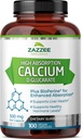 Zazzee High Absorpsi Kalsium D-Glucarate, 500 mg per Capsule, 3 mg BioPerine untuk Absorpsi Enhanced, 100 Vegan Capsules, ditambah Brokoli 10: 1 Ekstrak, 100% Vegetarian, CDG, All-Natural dan None-GMO