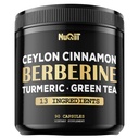 Suplemen Berberine. Ditambahkan Curcumin Turmeric, Teh Hijau & Lebih - Dukungan Kesehatan Jantung, Manajemen Tubuh & Sistem Imune - 90 Kapsul selama 3 Bulan Supply