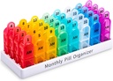 Pill Organizer Monthly 2 Kali sehari, 30 Hari Pill Organizer AM PM, Satu Bulan Penyelenggara Kotak Pill dengan Design Handle Unique, Kasus Travel Midicine Pill Hold to Vitamin, Suplemen & Medicts