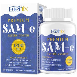 1200 MG SAM e Supplement for Brain, Mood, Gabungan, dan Liver, Asorpsi Tinggi SAME (S-Adenosyl- L- Methionine) dengan CoQ10, 5- HTP, Hiburan 60 tablet, Vegan