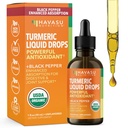 USDA Organic Turmeric Liquid Drops with Black Pepper - 10000mg Curcumin Suplement for Ammune & Digetical Health - 30 Servis - Dihanced Absorpsi - Non-GMO, Vegan, Gluten Free - Unflashored, 1 Fl Oz