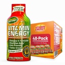 Vitamin Energy Immune + Extra Power Energy Shot Fruit 48 Pack, 260mg Natural Caffeine, B-Vitamin, Citicoline, Green Tea, Imunity & Focus Dukungan, Zero Sugar, Gluteng - Free 1.93 fl oz