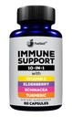 Imune Dukung Booster Suplemen dengan Elderberry, Vitamin C, Echinacea, Turmeriic Curcuminoid, Vitamin E, Vitamin B6, Zinc, L- Glutamine HCL, Garlic, Lactaillus Acialolylus:: 60 Count, 1 Pack