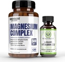 Kompleks Magnesium dengan 5 Forms terbaik & Liquid Vitamin D3 5000 IU Bundle - 4 Bulan Suply dari 500mg Magnesium Glycinate, Oxide, Tadrate, Servate, Magnesium Citrate - Sleep & Imune Dupport