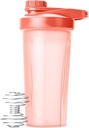 Tn. Pen- Shaker Bottle for Protein Mixes, 28 oz, Coral Pink With Twist Cap and Wire Whish Ball, Mixer Cup for Shakes