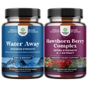 Bundle of Water Away Fluid Retention with Dandelion Leaf Extract & Green Tea for Bloating Relief and High Power Hawthorn Berry Capsules with Leaf & Flower Extract 4: 1 for Heally Heart & Diussule