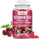 Vitamin B12 Kompleks 5000 mcg Methyl B12, Adenosil B12 & Hydroxy B12, dengan Koenzim Q10, Flounder, Vitamin C, B 12 yang bisa dimakan untuk Dukungan Energi, Metabolisme, B12, B12 - Cherry Flavor