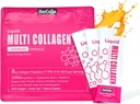 Liquid Collagen for Women, 1000mcg Biotin, 8000mg Type Collagen Peptides, Acid Hyalanic, Vitamin C, Skin, Nail, Suplemen Rambut, Orange Flavor, 10 Fl oz.