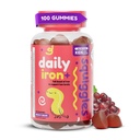 Squiggles Kids, Iron + Gummies - Suplai yang bisa dikunyah dengan Besi, Multivitamin untuk Anak-anak, Gula rendah, Vegan, Gummies Toddler, Yummy Grape Flavor (100 Count)