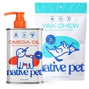 Native Pet Omega Oil for Dogs - Dog Fish Oil Suplemen & Yak Chews for Dogs 124; Pasture- Dibesarkan dan Organic Yak Cheese Himalaya Churpi Mengunyah 124; 8 Oz.