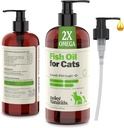 Deley Compials Wild Caught Fish Oil for Cats with 2X Omega - Cat Fish Oil with Highest EPA & DHA Potency - Omega 3 for Cats for Shedding, Skin, Coat, Joints, Heart and Immune System - Made in The USA