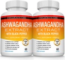 Akar Powder Organik Ashwagandha Pil 1950 Mg dengan Ekstrak Pepper Hitam