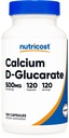 Calcium D-Glucarate 500mg, 120 Capsules - Gluten Free, Non- GMO, Vegetarian Friendly
