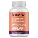 BESTVITE L- Arginine L- Citrulline 500mg / 250mg Vegan (240 Vegetarian Capsules) - Tidak ada Stearat - Tidak ada Pfosfat Dikalsium - non GMO - Gluten Bebas
