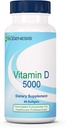 Nutra Biogenesis Vitamin D 5000 - Vitamin D3 5000 IU Softgel Capsules untuk Pria dan Wanita, VIT D Supplemen, Teeth & Bone Kesehatan - 90 Softgels