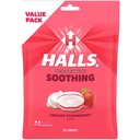 HALLS Throat Soothing (Sebelumnya HalLS Breezers) Creamy Strawberry Throat Drops, Economy Pack, 70 Drops