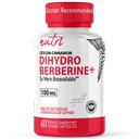 Fusions Alam Dihydroberberine Tambahan 100mg 60 Capsules - dengan Ceylon Cinnamon - 5X Lebih Efektif Dari Standar Berberine HCL