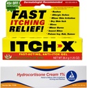 Itch-x Itch Relief Gel 1.25 oz + Hydrocortisone Cream 1 oz Fast Relief for Rashes, Minor Burns, Insect Bites, Poison Ivy, Oak, Submac.