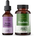 HERBAMAMA Nerve Dukung dan Rhodiola Kit - Bundle of Nerve Duck Liquid Complex 2 df oz & Rhodiola Rosa Capsules - Vegan, Non- GMO, Sugar & Alcohol- Free, 2 Pack